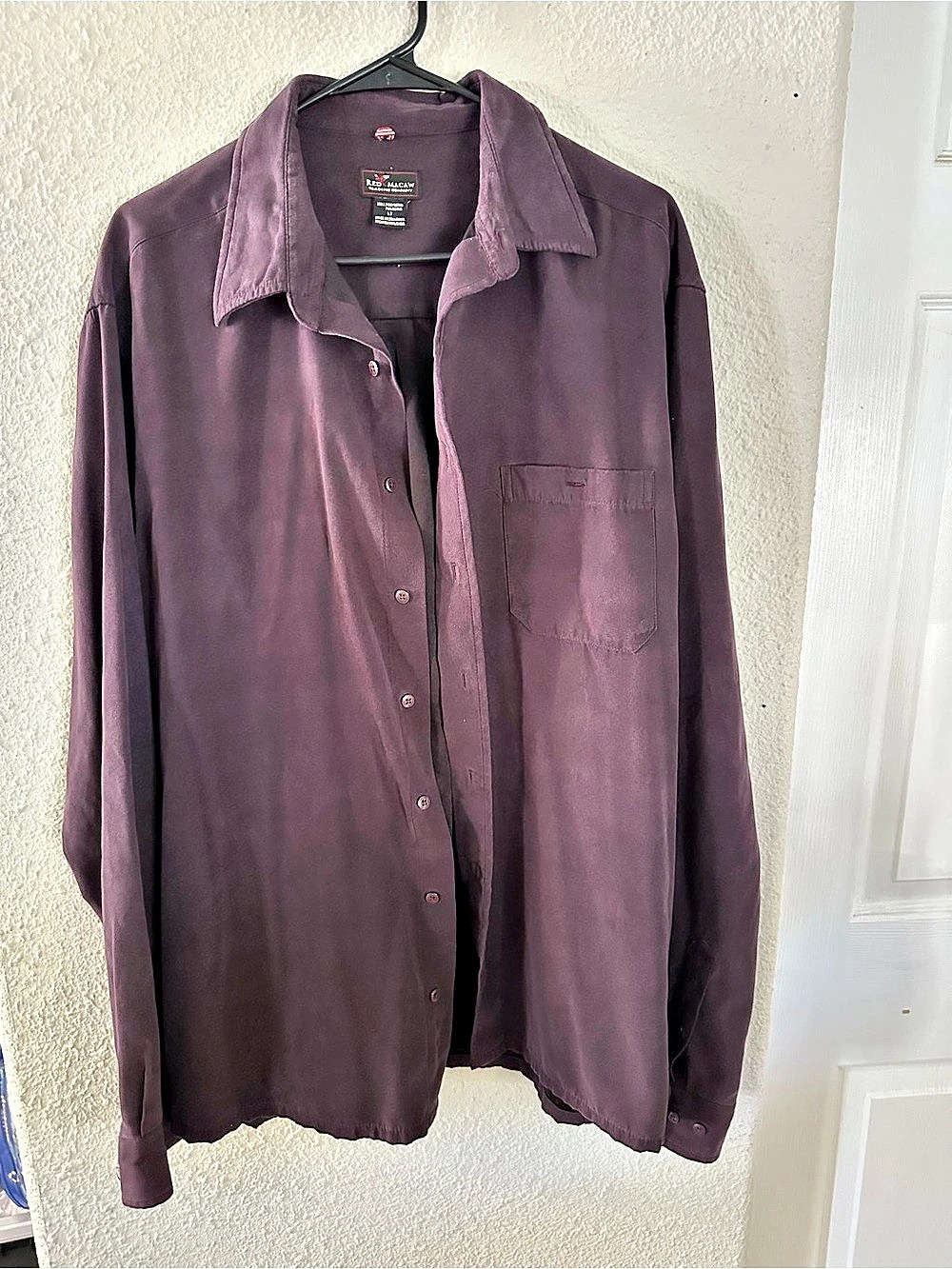 Red Macaw Long Sleeve Button-Up Shirt Purple Size